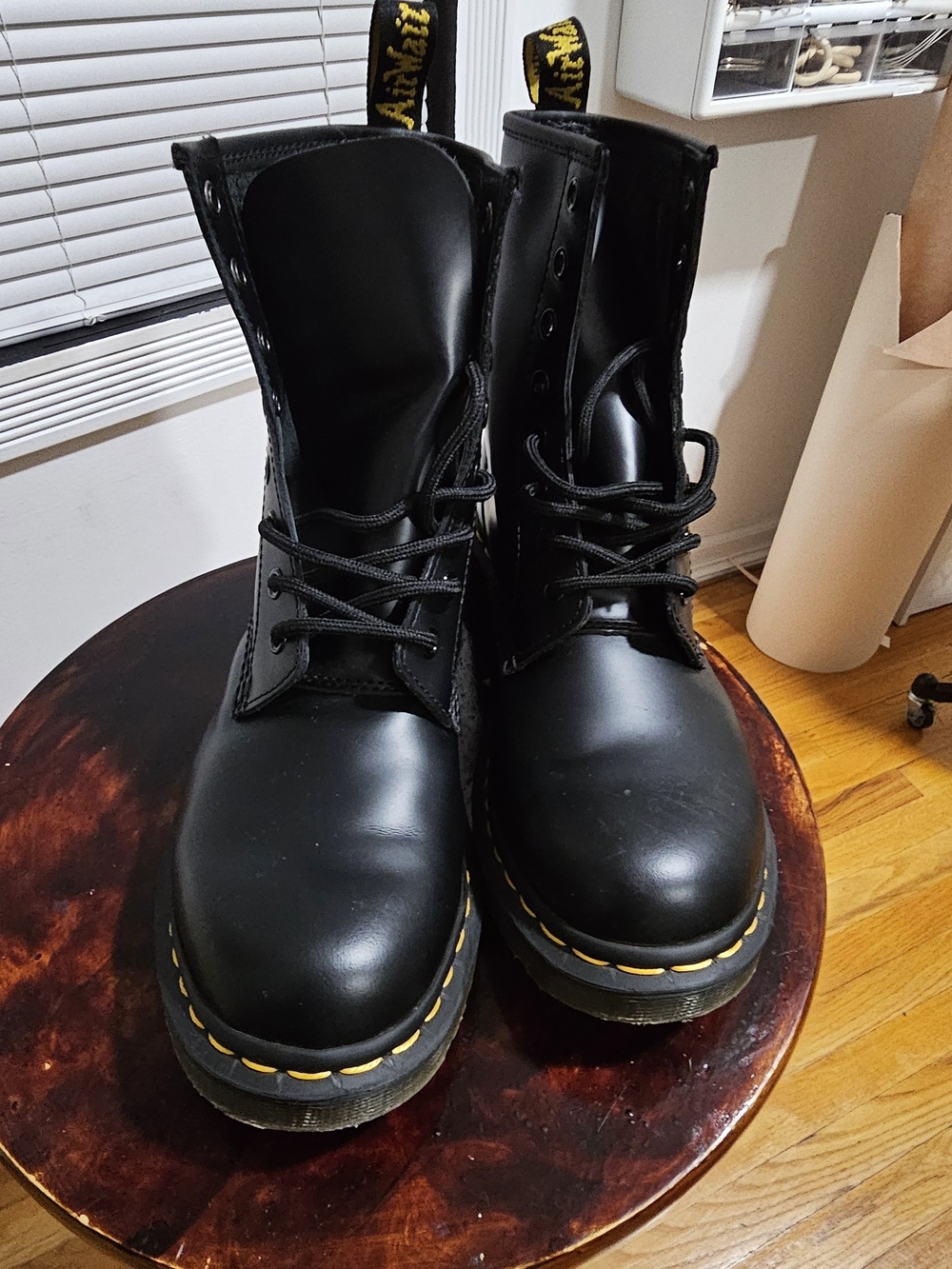 Dr. Martens 1460 Black Leather 8-Eye Lace-Up Combat Boots - Picture 4 of 6